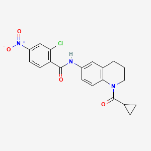 molecular formula C20H18ClN3O4 B2804494 2-chloro-N-[1-(cyclopropanecarbonyl)-3,4-dihydro-2H-quinolin-6-yl]-4-nitrobenzamide CAS No. 897620-37-0