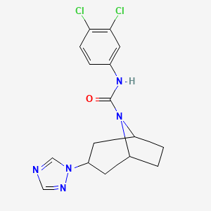 molecular formula C16H17Cl2N5O B2804502 N-(3,4-Dichlorophenyl)-3-(1,2,4-triazol-1-yl)-8-azabicyclo[3.2.1]octane-8-carboxamide CAS No. 2309571-14-8