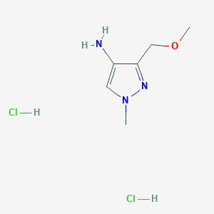 molecular formula C6H13Cl2N3O B2804507 3-(甲氧基甲基)-1-甲基吡唑-4-胺;二盐酸盐 CAS No. 2260935-92-8