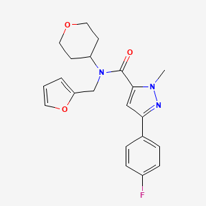 molecular formula C21H22FN3O3 B2804508 3-(4-fluorophenyl)-N-(furan-2-ylmethyl)-1-methyl-N-(tetrahydro-2H-pyran-4-yl)-1H-pyrazole-5-carboxamide CAS No. 1795298-06-4