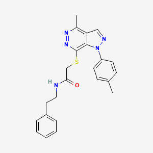 molecular formula C23H23N5OS B2804511 2-((4-methyl-1-(p-tolyl)-1H-pyrazolo[3,4-d]pyridazin-7-yl)thio)-N-phenethylacetamide CAS No. 1207045-52-0