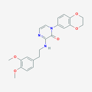 molecular formula C22H23N3O5 B2804517 1-(2,3-dihydrobenzo[b][1,4]dioxin-6-yl)-3-((3,4-dimethoxyphenethyl)amino)pyrazin-2(1H)-one CAS No. 941887-69-0