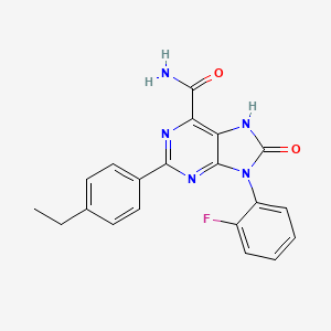 molecular formula C20H16FN5O2 B2804526 2-(4-ethylphenyl)-9-(2-fluorophenyl)-8-oxo-8,9-dihydro-7H-purine-6-carboxamide CAS No. 898446-17-8