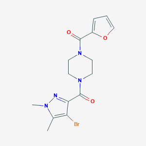 molecular formula C15H17BrN4O3 B280453 1-[(4-bromo-1,5-dimethyl-1H-pyrazol-3-yl)carbonyl]-4-(2-furoyl)piperazine 