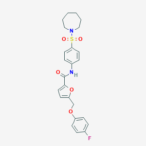 molecular formula C24H25FN2O5S B280454 N-[4-(azepan-1-ylsulfonyl)phenyl]-5-[(4-fluorophenoxy)methyl]furan-2-carboxamide 