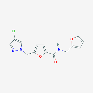 molecular formula C14H12ClN3O3 B280455 5-[(4-chloro-1H-pyrazol-1-yl)methyl]-N-(2-furylmethyl)-2-furamide 