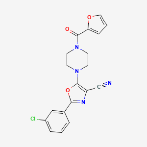 2-(3-Chlorophenyl)-5-(4-(furan-2-carbonyl)piperazin-1-yl)oxazole-4-carbonitrile