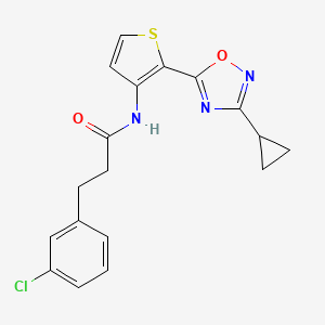 molecular formula C18H16ClN3O2S B2804554 3-(3-chlorophenyl)-N-(2-(3-cyclopropyl-1,2,4-oxadiazol-5-yl)thiophen-3-yl)propanamide CAS No. 1788675-30-8