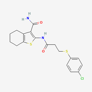 2-(3-((4-Chlorophenyl)thio)propanamido)-4,5,6,7-tetrahydrobenzo[b]thiophene-3-carboxamide