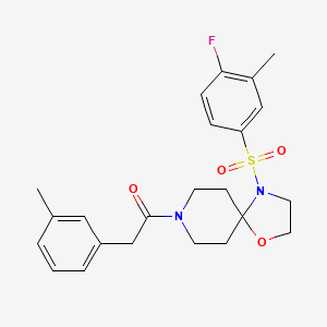 molecular formula C23H27FN2O4S B2804564 4-[(4-Fluoro-3-methylphenyl)sulfonyl]-8-[(3-methylphenyl)acetyl]-1-oxa-4,8-diazaspiro[4.5]decane CAS No. 923250-31-1