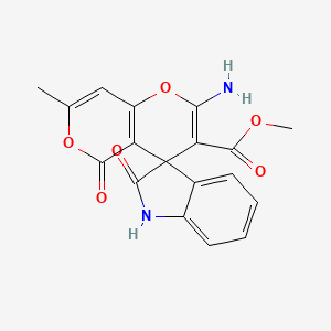 molecular formula C18H14N2O6 B2804569 methyl 2'-amino-7'-methyl-2,5'-dioxo-1,2-dihydro-5'H-spiro[indole-3,4'-pyrano[3,2-c]pyran]-3'-carboxylate CAS No. 339587-70-1