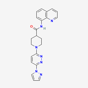 molecular formula C22H21N7O B2804574 1-(6-(1H-pyrazol-1-yl)pyridazin-3-yl)-N-(quinolin-8-yl)piperidine-4-carboxamide CAS No. 1286707-08-1