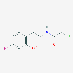 molecular formula C12H13ClFNO2 B2804579 2-Chloro-N-(7-fluoro-3,4-dihydro-2H-chromen-3-yl)propanamide CAS No. 2411286-54-7