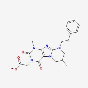 2-(2,4-diketo-1,7-dimethyl-9-phenethyl-7,8-dihydro-6H-purino[7,8-a]pyrimidin-3-yl)acetic acid methyl ester