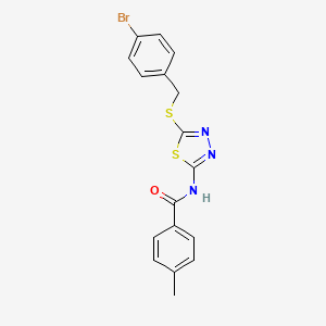 molecular formula C17H14BrN3OS2 B2804583 N-(5-((4-bromobenzyl)thio)-1,3,4-thiadiazol-2-yl)-4-methylbenzamide CAS No. 392302-78-2