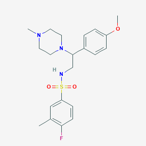 molecular formula C21H28FN3O3S B2804592 4-fluoro-N-(2-(4-methoxyphenyl)-2-(4-methylpiperazin-1-yl)ethyl)-3-methylbenzenesulfonamide CAS No. 906150-42-3