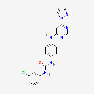 molecular formula C21H18ClN7O B2804593 1-(4-((6-(1H-pyrazol-1-yl)pyrimidin-4-yl)amino)phenyl)-3-(3-chloro-2-methylphenyl)urea CAS No. 1172052-12-8