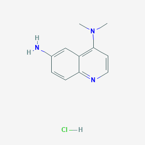 molecular formula C11H14ClN3 B2804594 4-N,4-N-二甲基喹啉-4,6-二胺；盐酸盐 CAS No. 2551119-87-8