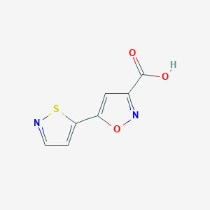 molecular formula C7H4N2O3S B2804596 5-(1,2-Thiazol-5-yl)-1,2-oxazole-3-carboxylic acid CAS No. 2091528-06-0