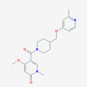 molecular formula C20H25N3O4 B2804613 4-Methoxy-1-methyl-5-[4-[(2-methylpyridin-4-yl)oxymethyl]piperidine-1-carbonyl]pyridin-2-one CAS No. 2379985-15-4