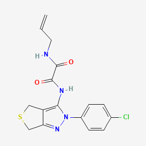 molecular formula C16H15ClN4O2S B2804624 N'-[2-(4-chlorophenyl)-4,6-dihydrothieno[3,4-c]pyrazol-3-yl]-N-prop-2-enyloxamide CAS No. 899741-88-9