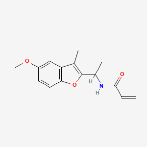 molecular formula C15H17NO3 B2804627 N-[1-(5-Methoxy-3-methyl-1-benzofuran-2-yl)ethyl]prop-2-enamide CAS No. 2179724-10-6