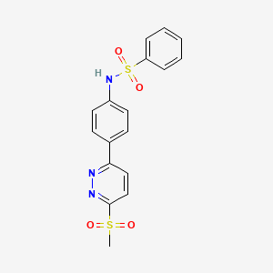 molecular formula C17H15N3O4S2 B2804628 N-[4-(6-methylsulfonylpyridazin-3-yl)phenyl]benzenesulfonamide CAS No. 921793-87-5