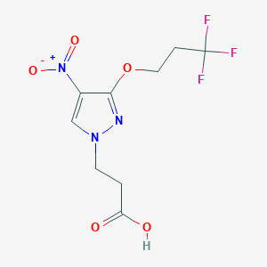 molecular formula C9H10F3N3O5 B2804631 3-[4-nitro-3-(3,3,3-trifluoropropoxy)-1H-pyrazol-1-yl]propanoic acid CAS No. 1855938-67-8