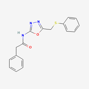 molecular formula C17H15N3O2S B2804641 2-phenyl-N-(5-((phenylthio)methyl)-1,3,4-oxadiazol-2-yl)acetamide CAS No. 923393-62-8