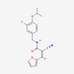 molecular formula C18H17FN2O3 B2804646 (Z)-2-cyano-N-[(3-fluoro-4-propan-2-yloxyphenyl)methyl]-3-(furan-2-yl)prop-2-enamide CAS No. 1356817-19-0