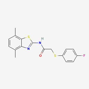 molecular formula C17H15FN2OS2 B2804648 N-(4,7-dimethylbenzo[d]thiazol-2-yl)-2-((4-fluorophenyl)thio)acetamide CAS No. 896349-80-7