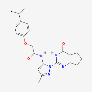 2-(4-isopropylphenoxy)-N-(3-methyl-1-(4-oxo-4,5,6,7-tetrahydro-3H-cyclopenta[d]pyrimidin-2-yl)-1H-pyrazol-5-yl)acetamide