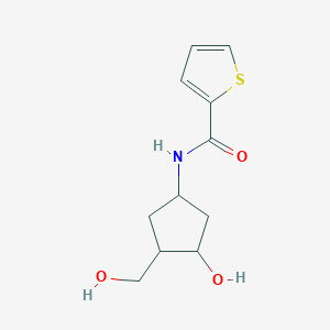 molecular formula C11H15NO3S B2804656 N-(3-羟基-4-(羟甲基)环戊基)噻吩-2-羧酰胺 CAS No. 1421516-69-9