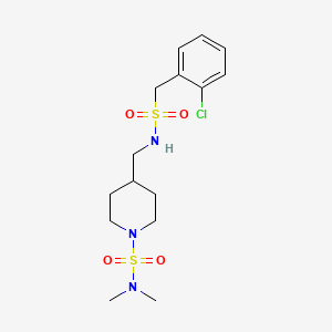 molecular formula C15H24ClN3O4S2 B2804667 4-(((2-chlorophenyl)methylsulfonamido)methyl)-N,N-dimethylpiperidine-1-sulfonamide CAS No. 2034601-59-5