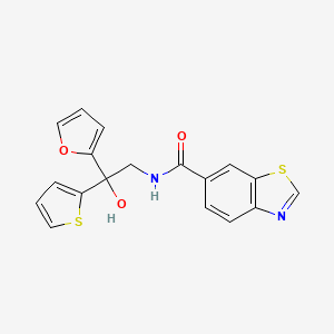 molecular formula C18H14N2O3S2 B2804673 N-(2-(furan-2-yl)-2-hydroxy-2-(thiophen-2-yl)ethyl)benzo[d]thiazole-6-carboxamide CAS No. 2034399-00-1