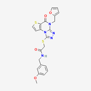 molecular formula C22H19N5O4S2 B2804684 2-((4-(furan-2-ylmethyl)-5-oxo-4,5-dihydrothieno[2,3-e][1,2,4]triazolo[4,3-a]pyrimidin-1-yl)thio)-N-(3-methoxybenzyl)acetamide CAS No. 1242954-87-5