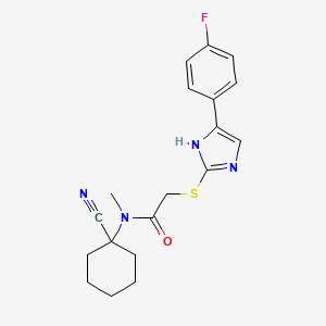 molecular formula C19H21FN4OS B2804717 N-(1-cyanocyclohexyl)-2-{[5-(4-fluorophenyl)-1H-imidazol-2-yl]sulfanyl}-N-methylacetamide CAS No. 1099309-12-2