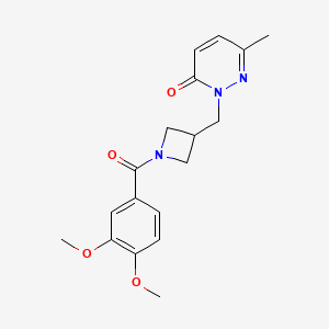 molecular formula C18H21N3O4 B2804727 2-[[1-(3,4-Dimethoxybenzoyl)azetidin-3-yl]methyl]-6-methylpyridazin-3-one CAS No. 2309569-40-0