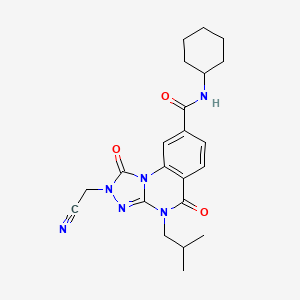 molecular formula C22H26N6O3 B2804730 2-(氰甲基)-N-环己基-4-异丁基-1,5-二氧代-1,2,4,5-四氢-[1,2,4]三唑并[4,3-a]喹唑啉-8-羧酰胺 CAS No. 1223793-40-5