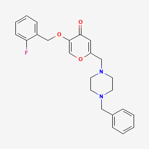 molecular formula C24H25FN2O3 B2804732 2-[(4-Benzylpiperazin-1-yl)methyl]-5-[(2-fluorophenyl)methoxy]pyran-4-one CAS No. 898421-22-2