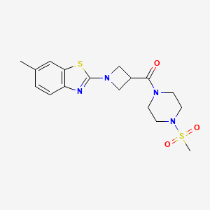 molecular formula C17H22N4O3S2 B2804739 (1-(6-甲基苯并[d]噻唑-2-基)氮杂丁-3-基)(4-(甲磺酰基)哌嗪-1-基)甲酮 CAS No. 1396810-87-9