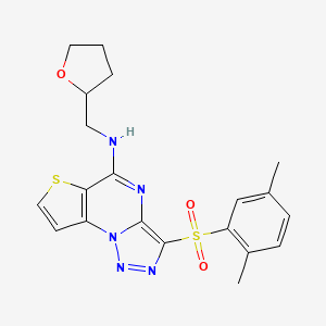 3-((2,5-dimethylphenyl)sulfonyl)-N-((tetrahydrofuran-2-yl)methyl)thieno[2,3-e][1,2,3]triazolo[1,5-a]pyrimidin-5-amine