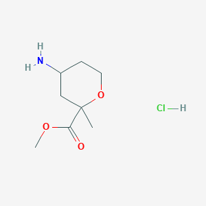 molecular formula C8H16ClNO3 B2804749 Methyl 4-amino-2-methyloxane-2-carboxylate hydrochloride CAS No. 2171644-99-6
