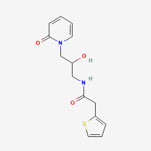 molecular formula C14H16N2O3S B2804750 N-(2-羟基-3-(2-氧代吡啶-1(2H)-基)丙基)-2-(噻吩-2-基)乙酰胺 CAS No. 1797565-37-7