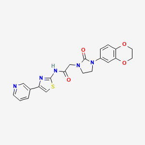 2-(3-(2,3-dihydrobenzo[b][1,4]dioxin-6-yl)-2-oxoimidazolidin-1-yl)-N-(4-(pyridin-3-yl)thiazol-2-yl)acetamide
