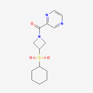 molecular formula C14H19N3O3S B2804785 (3-(Cyclohexylsulfonyl)azetidin-1-yl)(pyrazin-2-yl)methanone CAS No. 1448031-05-7