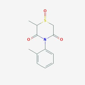 molecular formula C12H13NO3S B2804786 2-Methyl-4-(2-methylphenyl)-1-oxo-1,4-thiazinane-3,5-dione CAS No. 339097-21-1