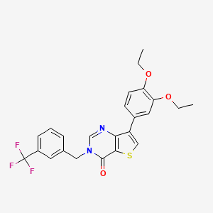 molecular formula C24H21F3N2O3S B2804792 7-(3,4-diethoxyphenyl)-3-[3-(trifluoromethyl)benzyl]thieno[3,2-d]pyrimidin-4(3H)-one CAS No. 1207021-49-5