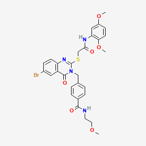 4-((6-bromo-2-((2-((2,5-dimethoxyphenyl)amino)-2-oxoethyl)thio)-4-oxoquinazolin-3(4H)-yl)methyl)-N-(2-methoxyethyl)benzamide