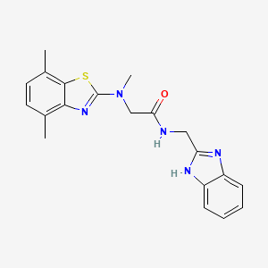 molecular formula C20H21N5OS B2804804 N-((1H-benzo[d]imidazol-2-yl)methyl)-2-((4,7-dimethylbenzo[d]thiazol-2-yl)(methyl)amino)acetamide CAS No. 1396878-83-3